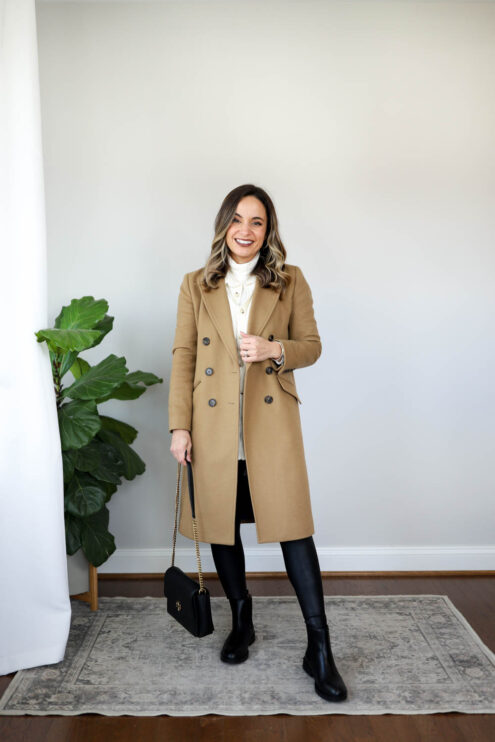 Petite friendly ways to wear faux leather leggings | Spanx leather leggings | leather leggings outfits | winter outfits