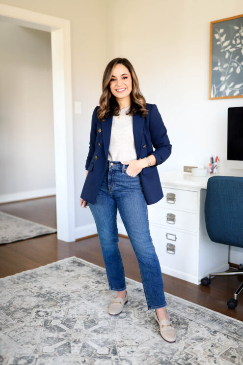 Smart casual outfit via pumps and push-ups blog | petite style blog | petite fashion | outfits for work | navy blazer outfits