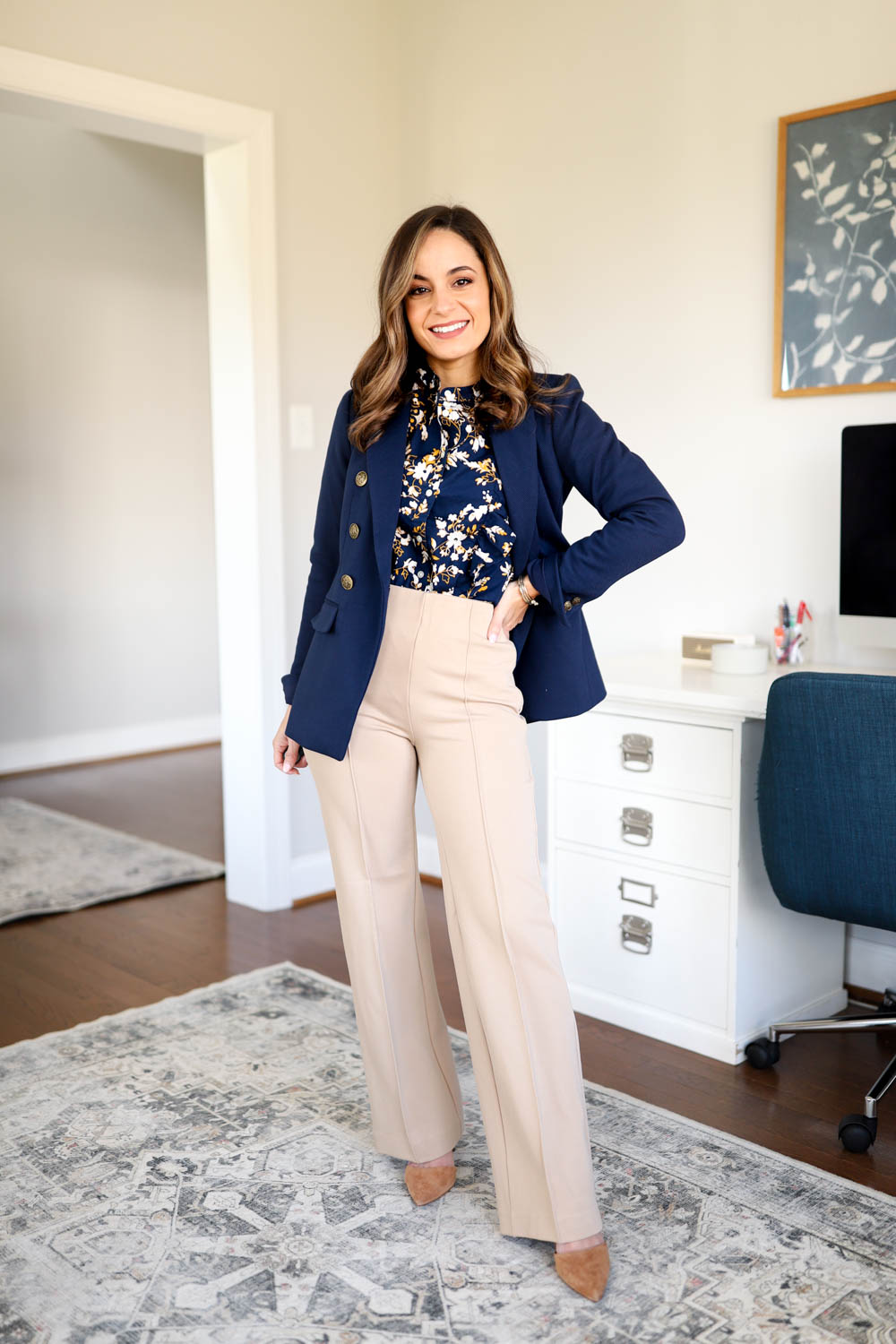 Navy Dress Pants with Navy Pants Smart Casual Fall Outfits For