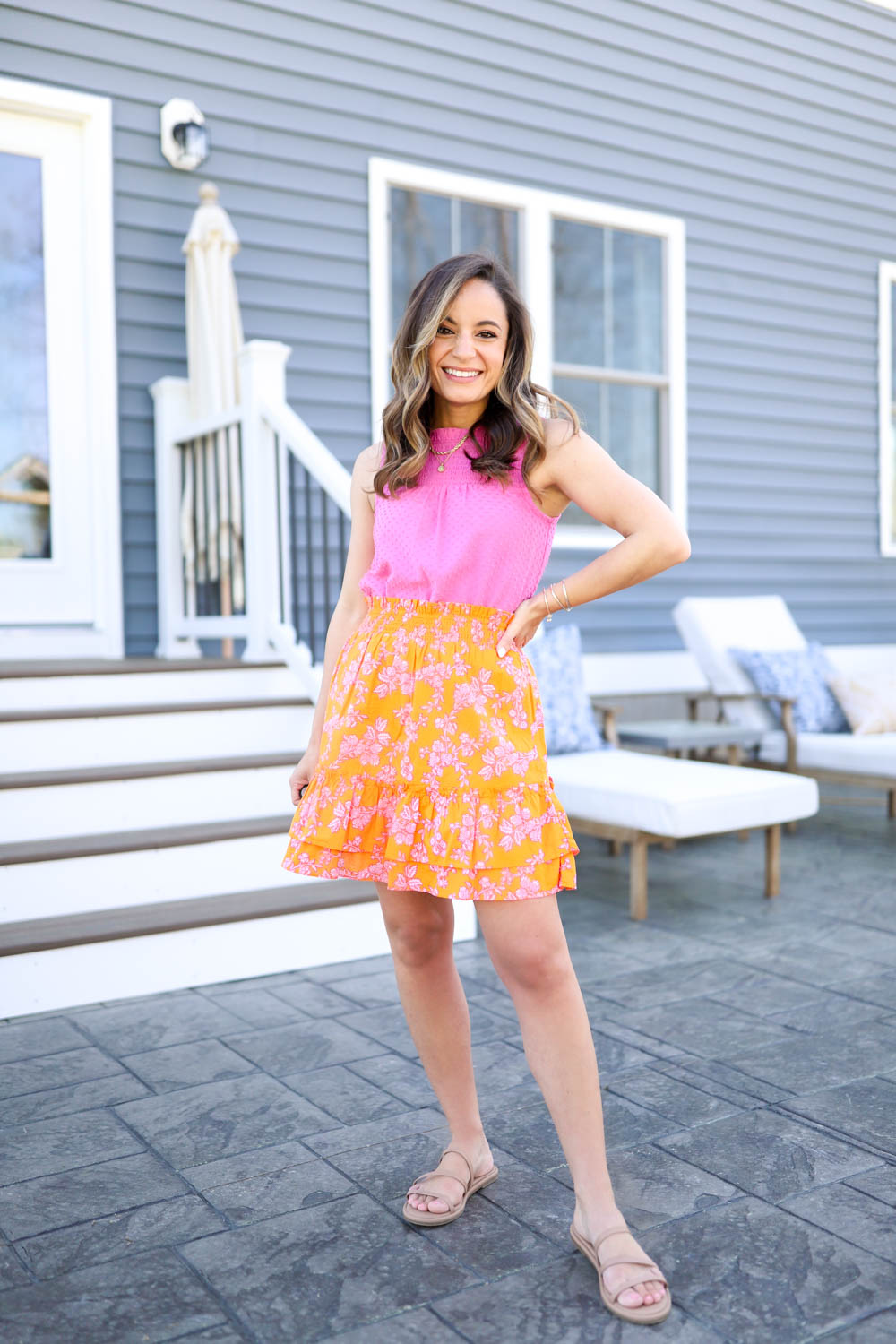 Petite friendly ways to wear a mini flounce skirt via pumps and push-ups blog | spring outfits | summer outfits | one skirt three ways 