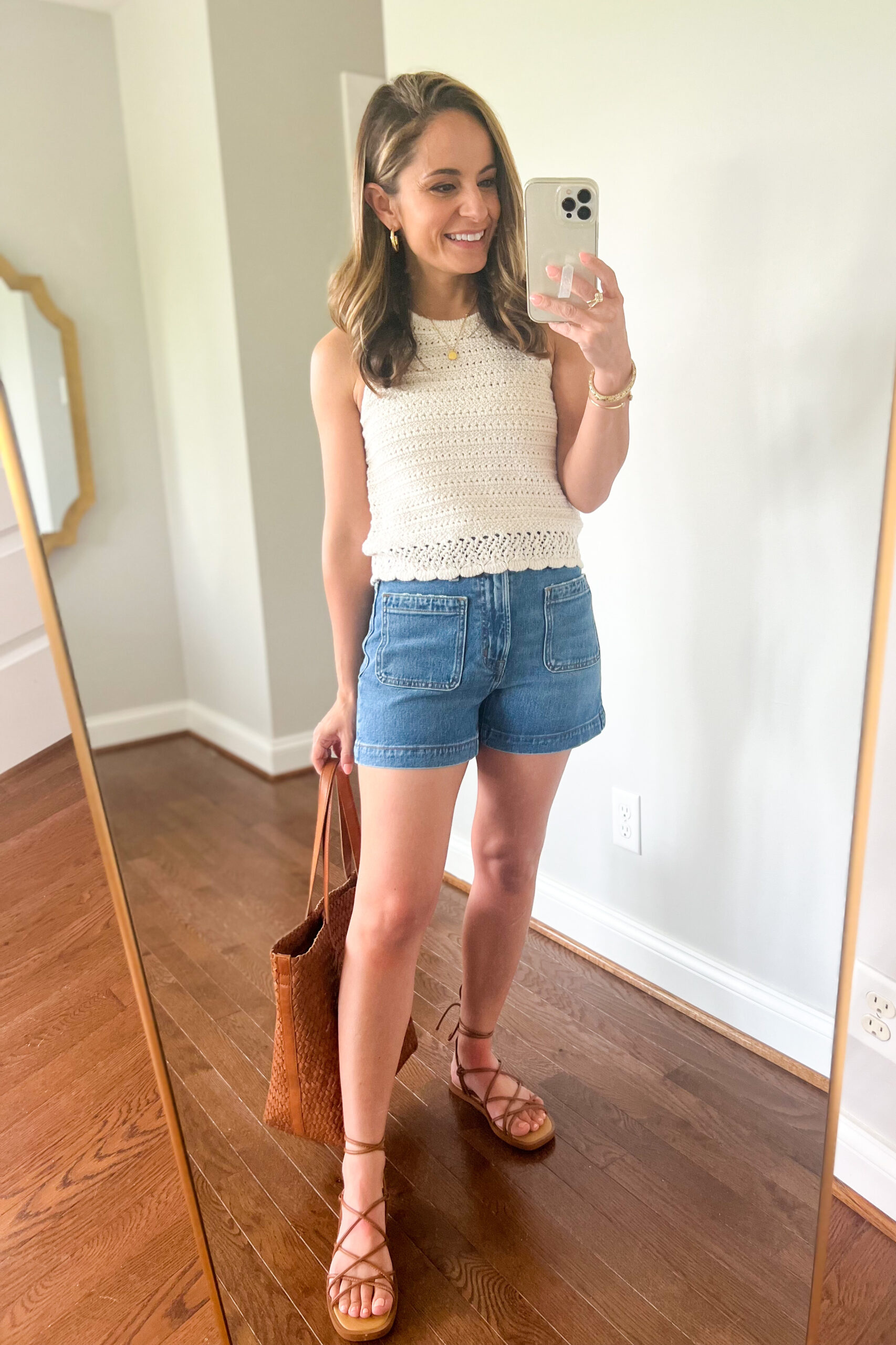 summer denim shorts outfits via pumps and push-ups blog | Madewell shorts review | petite style blog | petite fashion