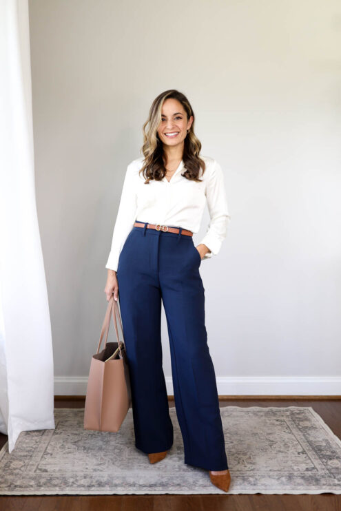 One week of outfits for work via pumps and push-ups blog | petite style blog | petite fashion | petite blogger | wide leg trousers outfits