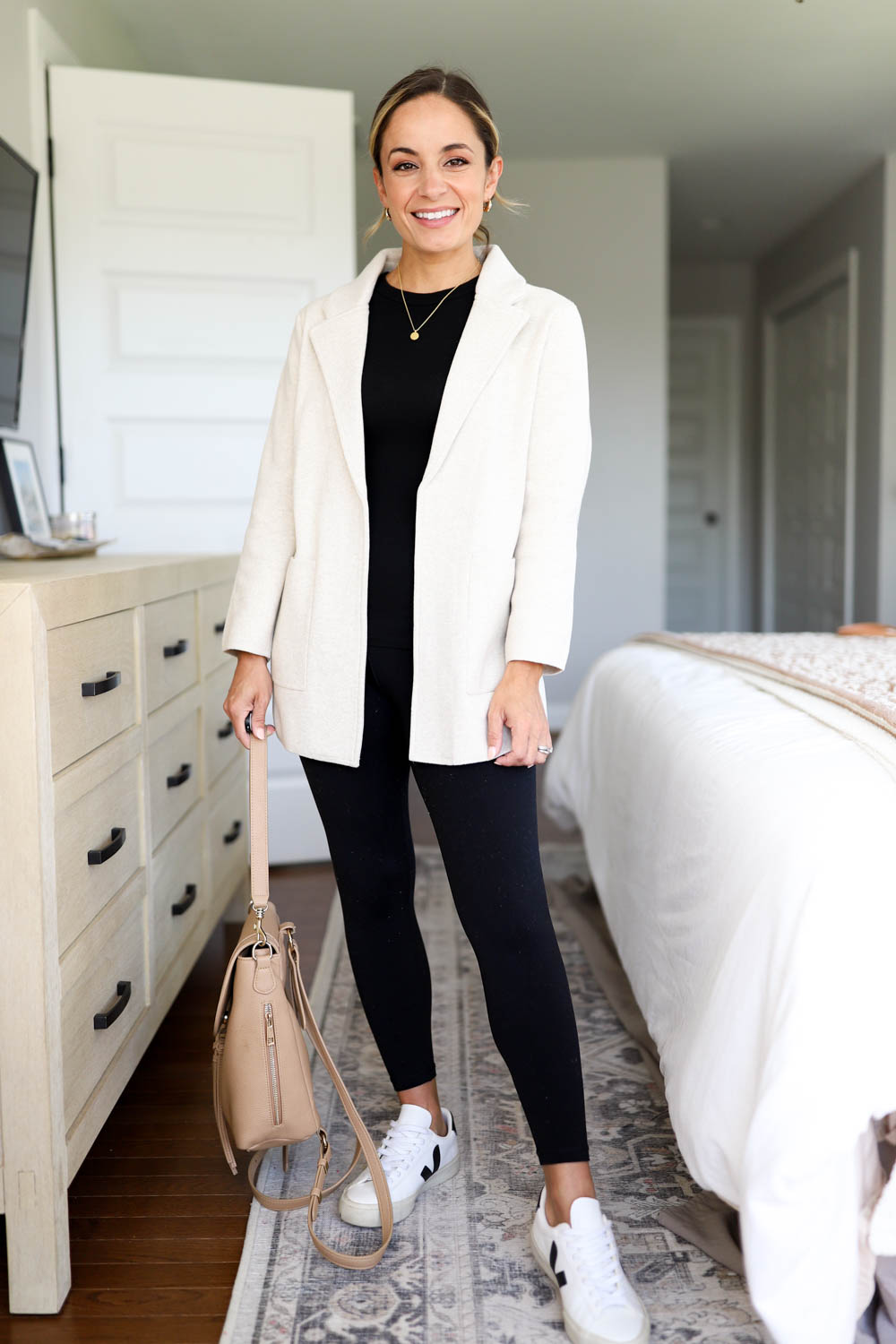 Casual way to wear a sweater blazer via pumps and push-ups blog | petite fashion | leggings outfits | athleisure outfits | travel outfit | fall outfits 