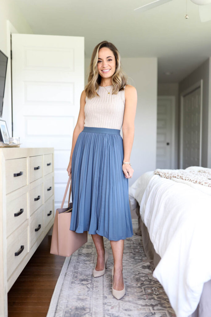 a button down under a sleeveless dress with tights  Shirt under dress,  Work outfit, Work outfits women