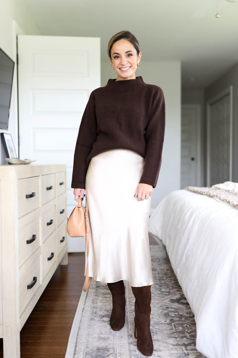 Five ways to wear a slip skirt | winter slip skirt outfits | petite fashion | winter outfits 