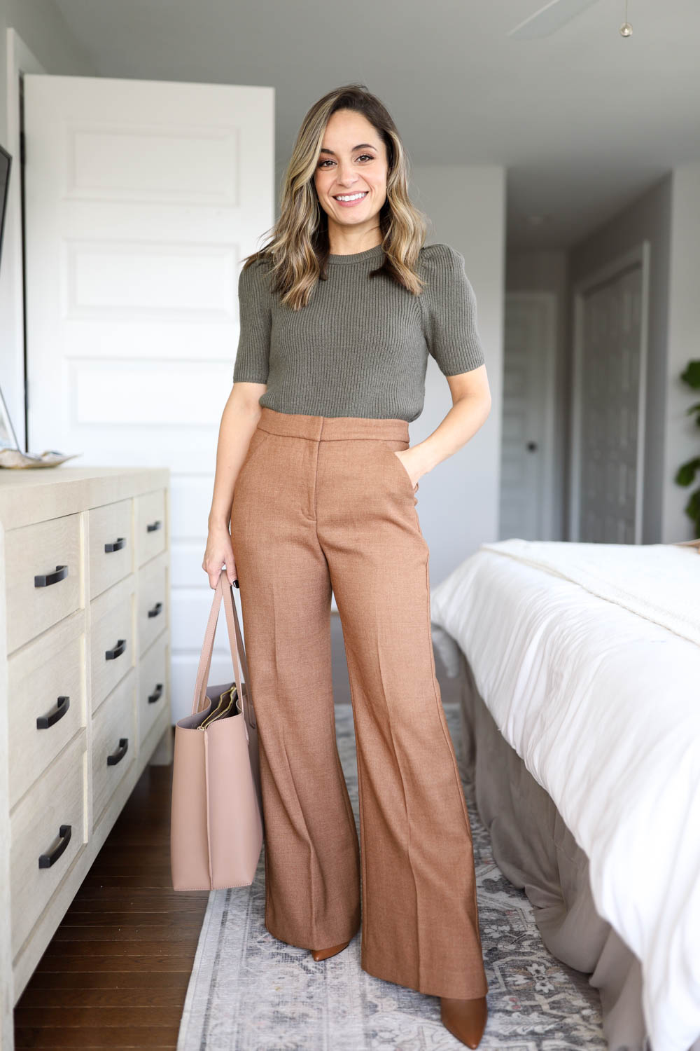 brown pumps outfit