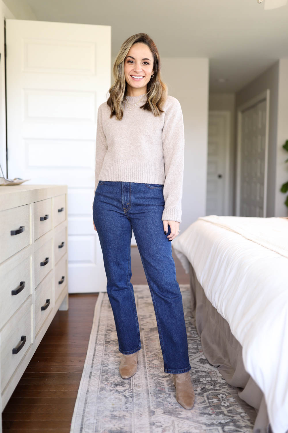 Petite-friendly ways to wear boots and jeans in 2023 via pumps and push-ups blog | fall boots guide | petite style | fall outfits | straight jeans outfits 