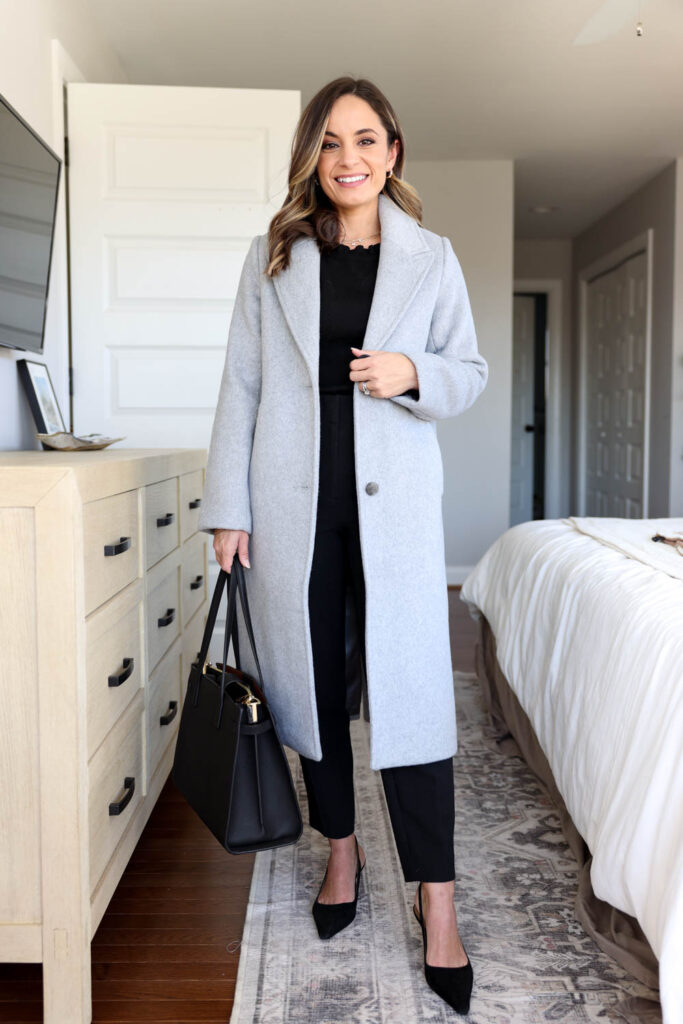 How to style a petite camel oversized wool coat