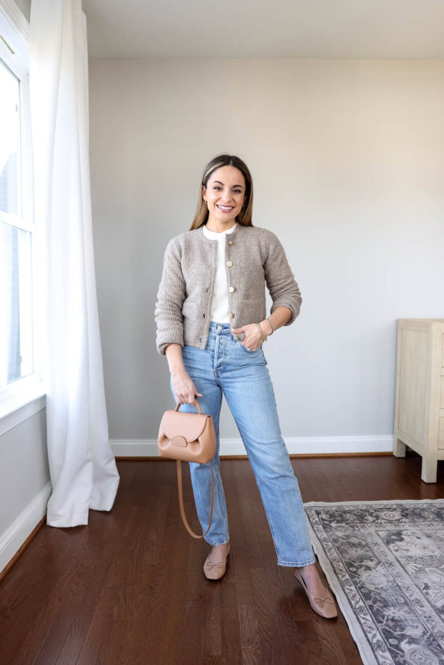 Four ways to wear straight jeans via pumps and push-ups blog | petite straight jeans outfits | petite style | petite fashion | winter outfits