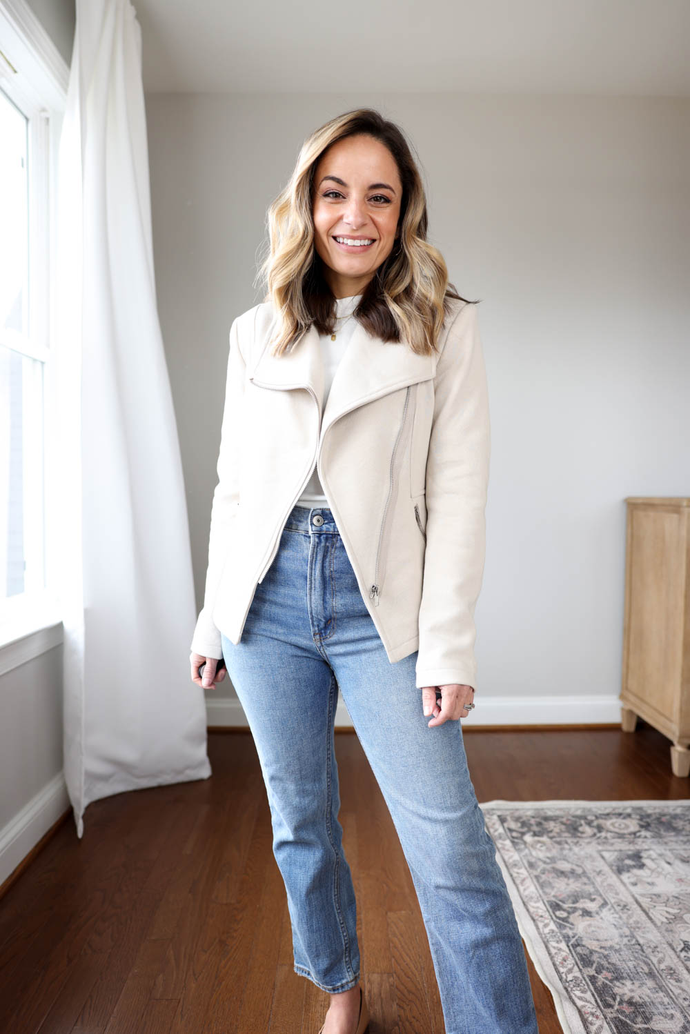 Moto jacket outfit via pumps and push-ups blog | petite style blog | petite fashion 