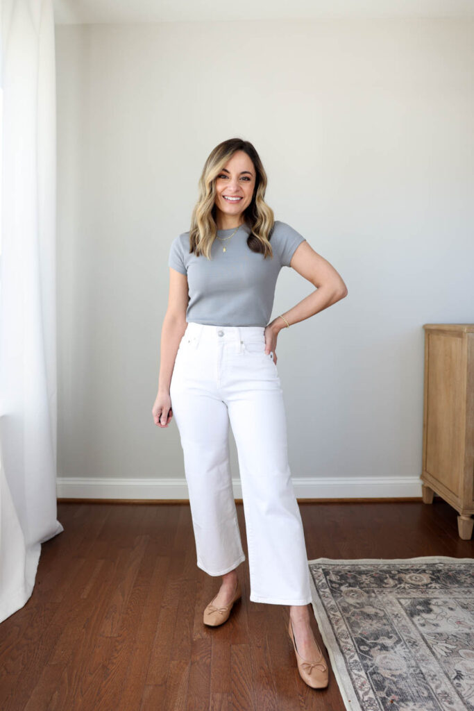 Petite Cropped Denim Jegging in White