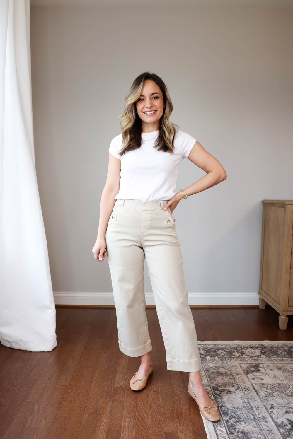 Petite-friendly no hem pants for spring | petite friendly pants | cropped wide leg pants for petites| spanx twill pants review