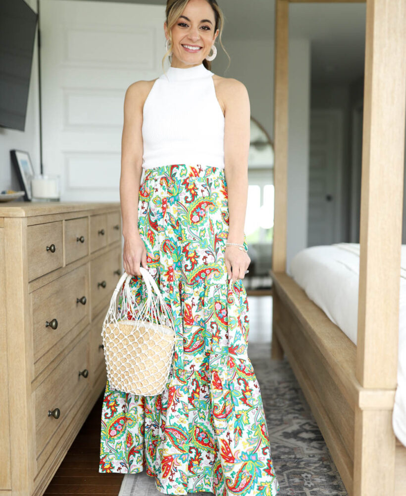 Petite-friendly maxi skirt via pumps and push-ups blog | maxi skirt outfit | petite style | petite fashion | summer outfit