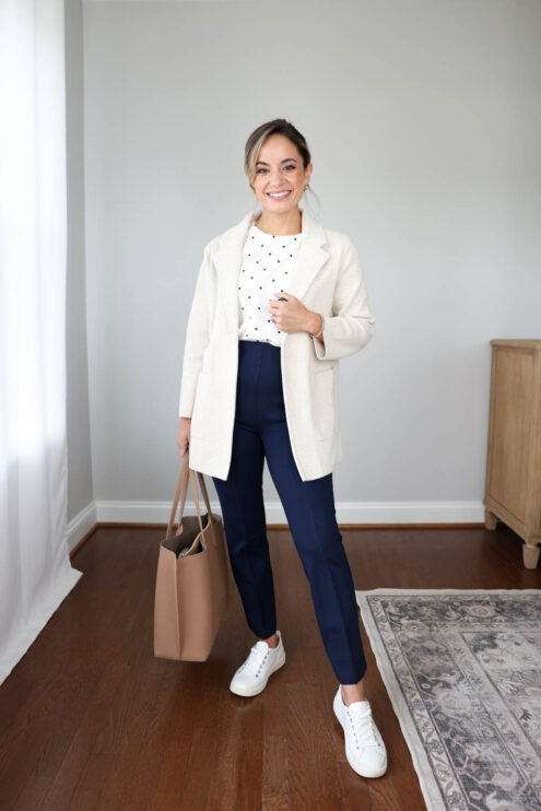 Petite-friendly outfits for teachers with sneakers | outfits for teachers | outfits for work with sneakers | petite fashion