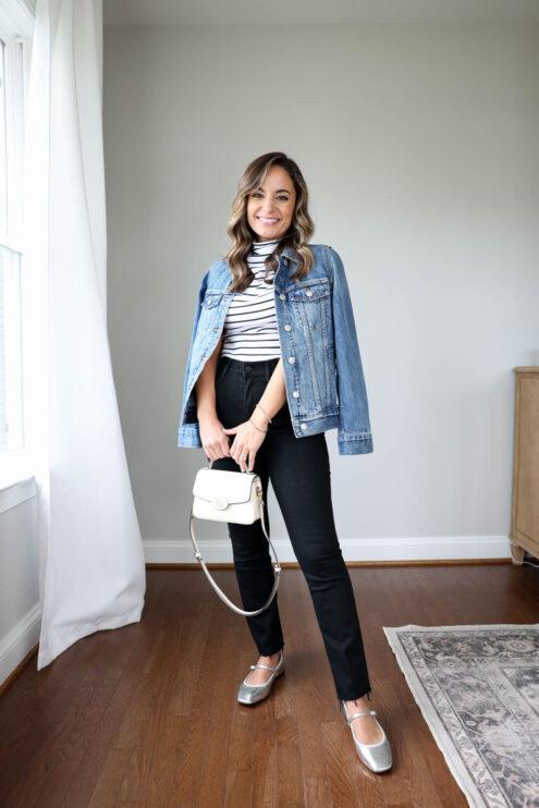 Petite-friendly ways to wear cropped flare jeans via pumps and push ups blog | shoe pairings with cropped flare jeans | petite fashion | fall jeans 2024