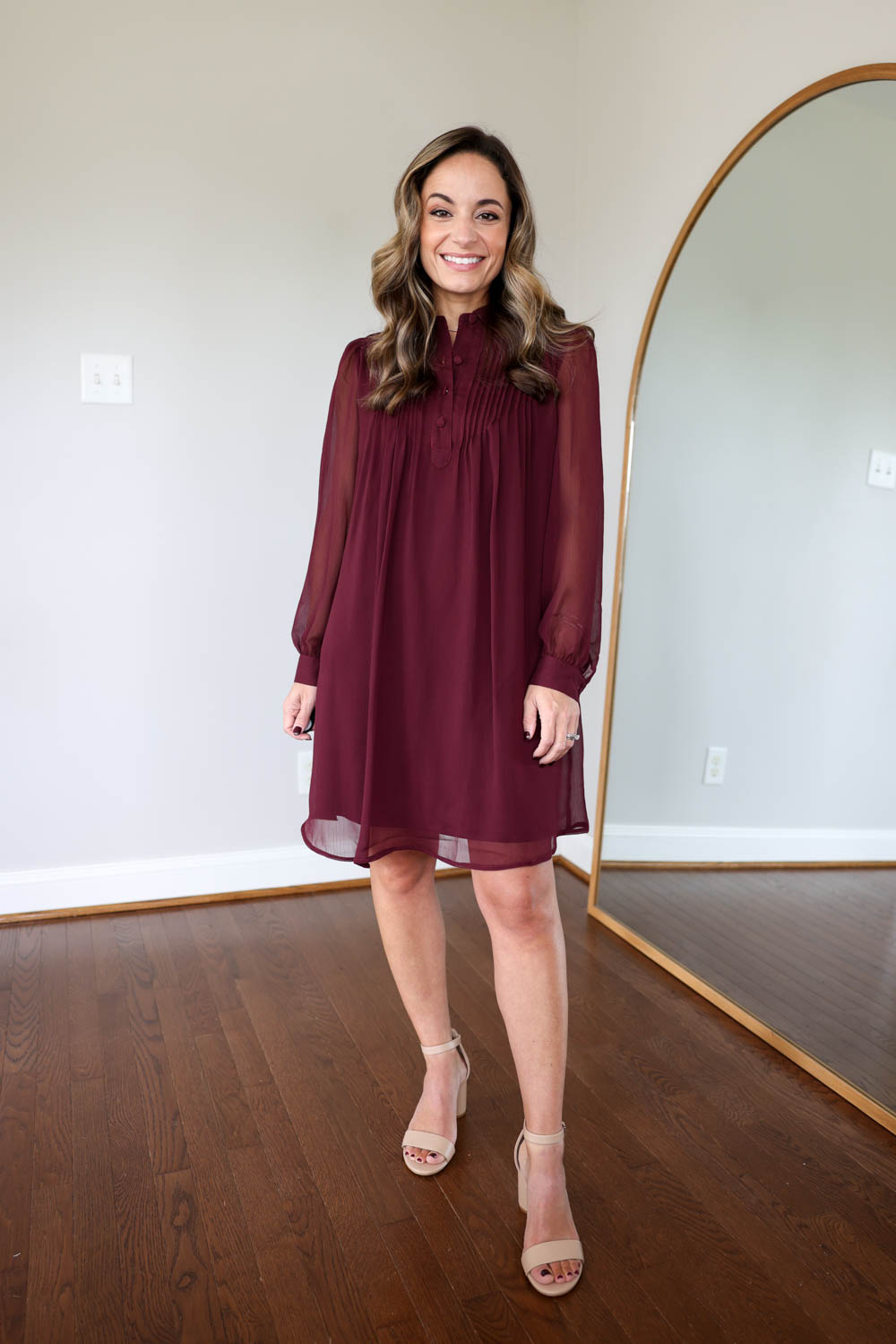 Petite-friendly fall dresses | under $60 fall dresses | burgundy dresses | petite fashion | petite style 