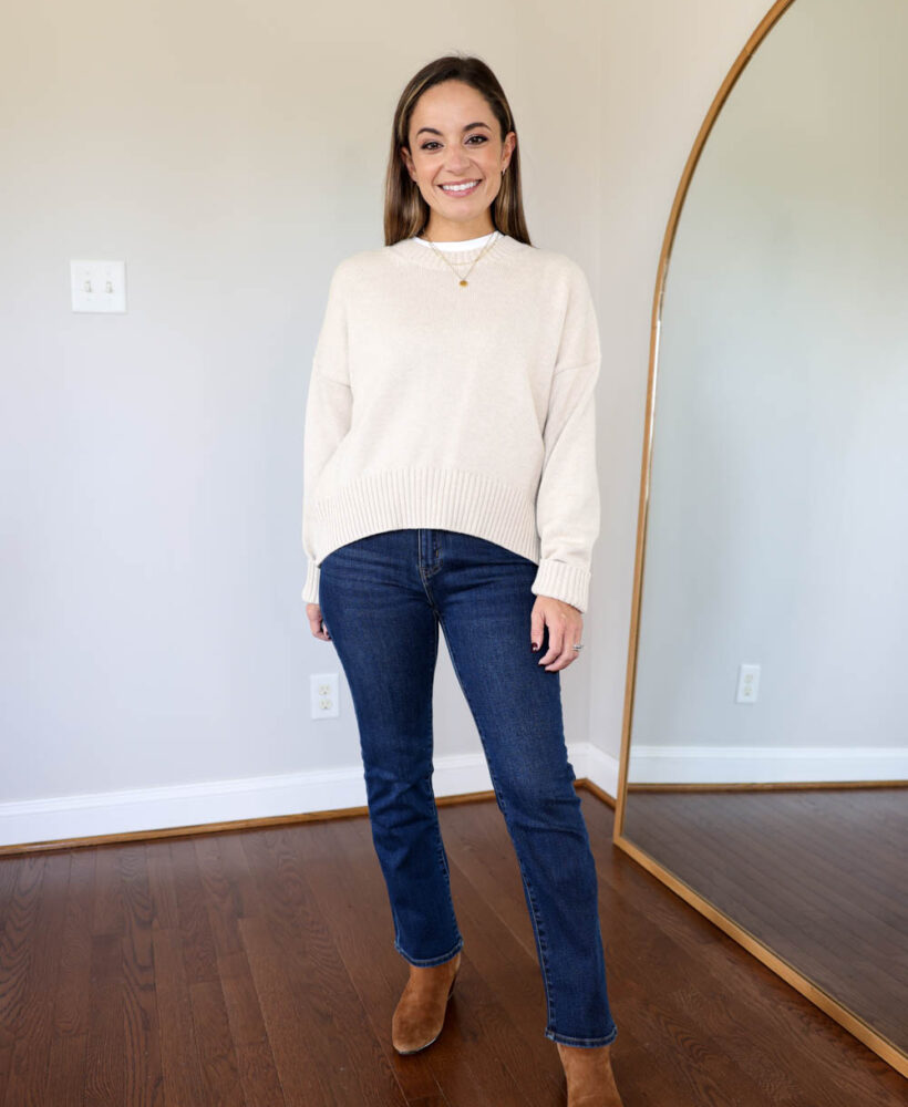 Petite-friendly finds from Quince via pumps and push-ups blog | Quince fall finds | fall outfits | classic fall style | petite fashion