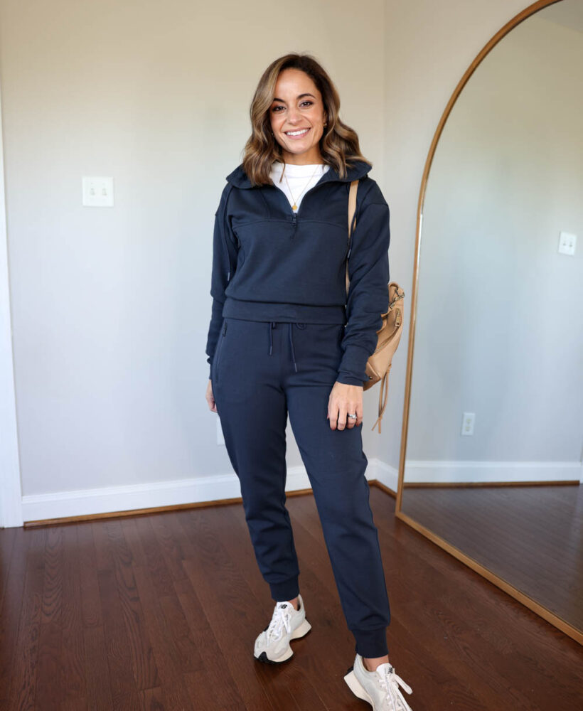 Fall outfits with sneakers via pumps and push-ups blog | fall activewear | petite style | petite fashion | joggers set