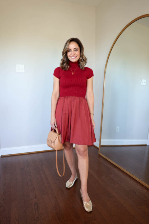 Petite-friendly fall dresses | short sleeve fall dresses | petite fashion | fall fashion