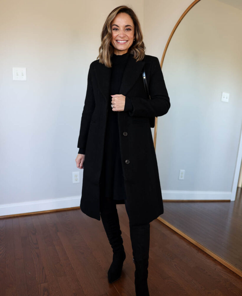 Petite-friendly topcoat via pumps and push-ups blog | petite-friendly coats | wool coats | winter outfits | outfits with dresses for winter