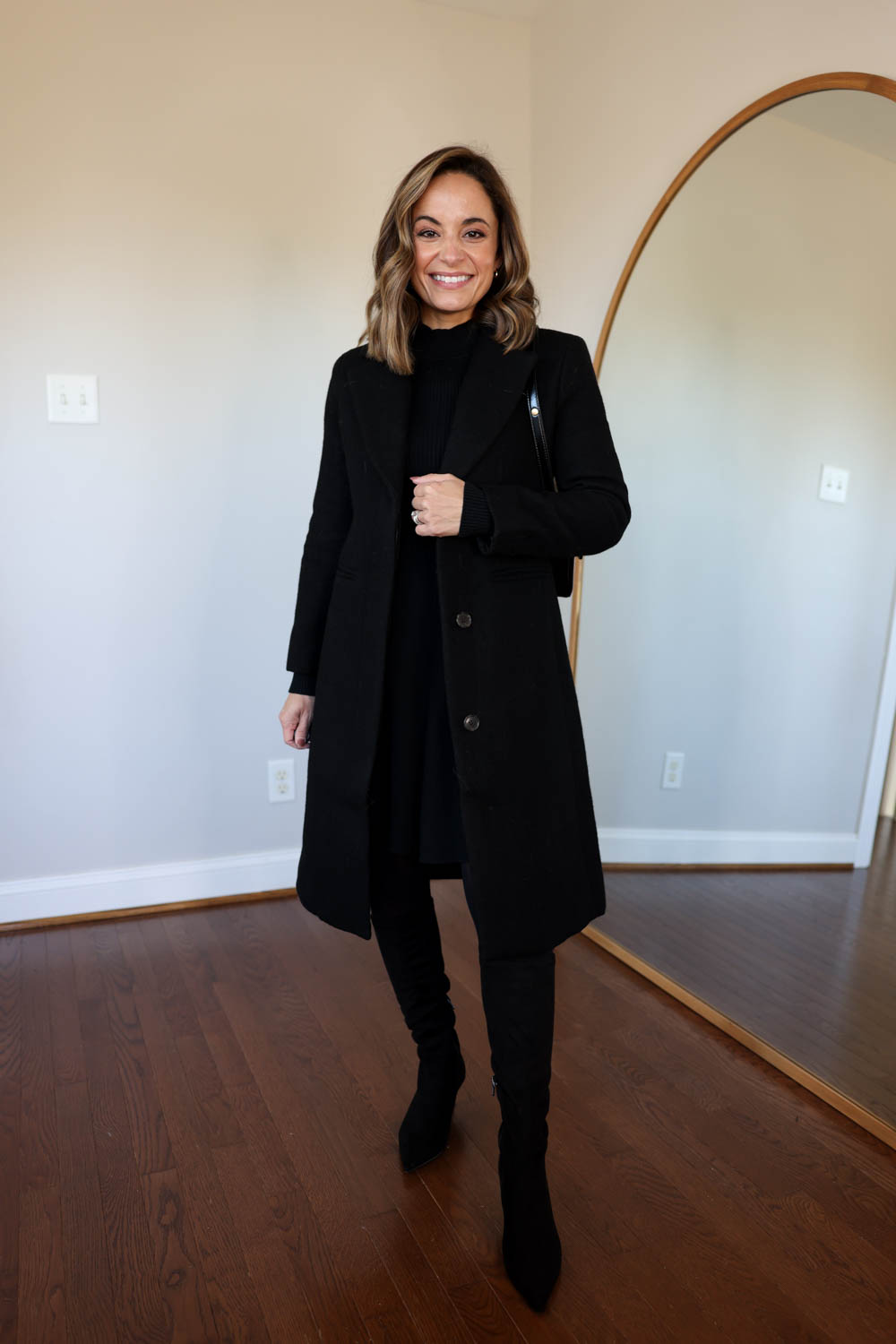 Petite-friendly topcoat via pumps and push-ups blog | petite-friendly coats | wool coats | winter outfits | outfits with dresses for winter