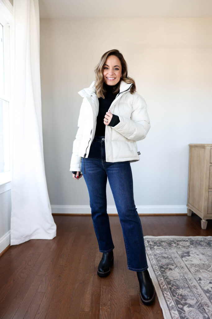 Petite-friendly ways to wear chelsea boots via pumps and push-ups blog | winter outfits | how to wear chelsea boots with jeans | water resistant boots outfits