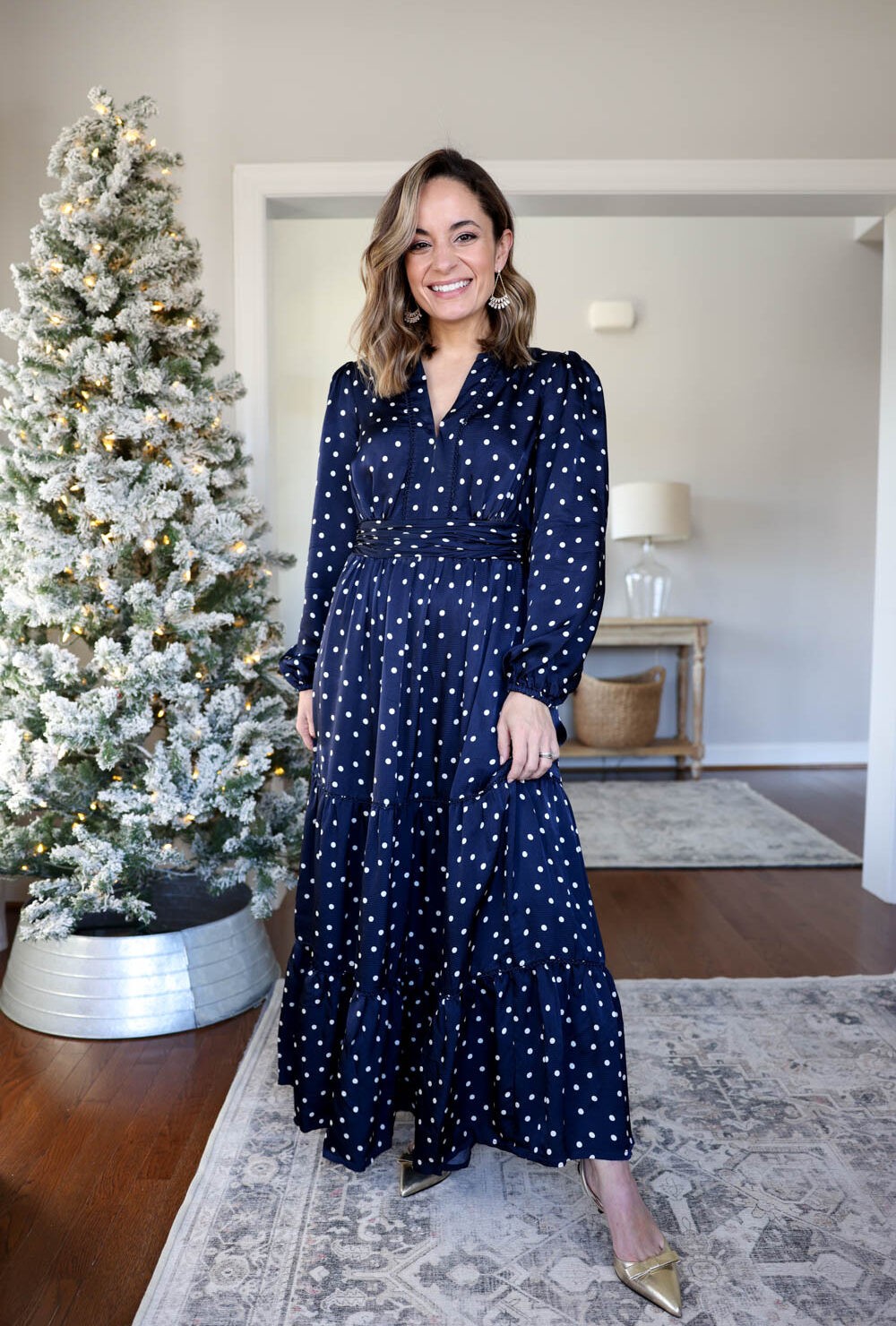 Satin maxi dress for petites via pumps and push-ups blog | holiday dresses | petite style | petite fashion