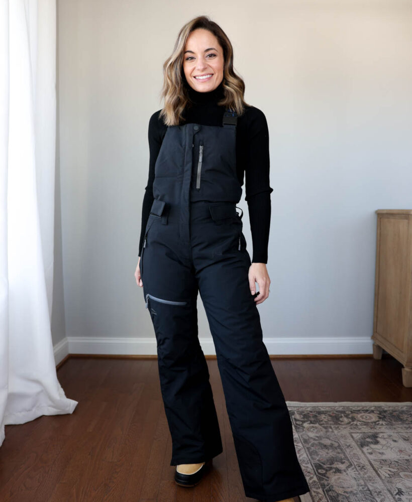 Petite-friendly snow bibs via pumps and push-ups blog | petite fashion | winter gear for petites | petite snow pants