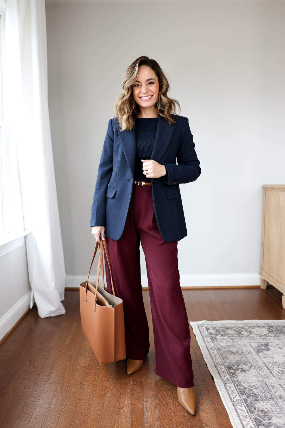 Petite-friendly outfits for work with burgundy via pumps and push-ups blog | petite-friendly outfits for work | winter outfits for work | petite style | business casual outfits 