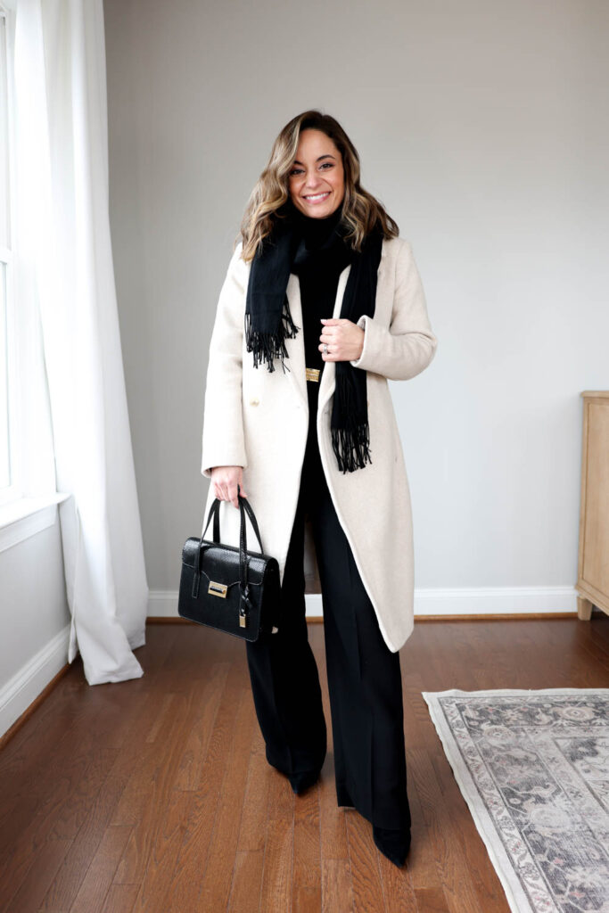 Petite-friendly outfits for work via pumps and push-ups blog | winter outfits for work | petite-friendly outfit ideas for work | black pants outfits for work 