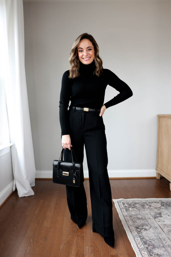 Petite-friendly outfits for work via pumps and push-ups blog | winter outfits for work | petite-friendly outfit ideas for work | black pants outfits for work 