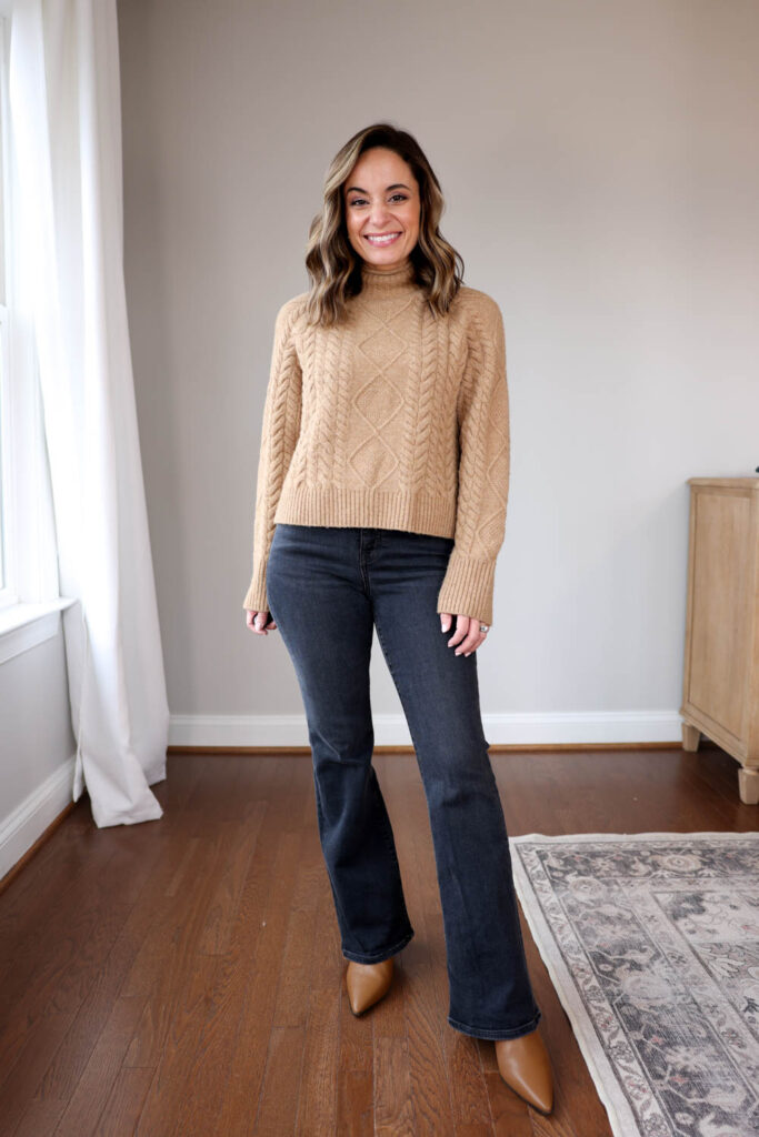 My most worn winter favorites for 2024 via pumps and push-ups blog | winter outfits | petite style | bootcut jeans outfits 