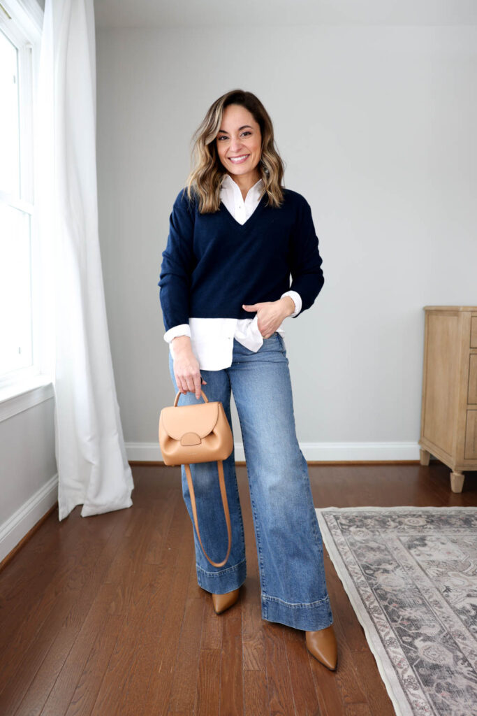 Petite-friendly trouser jeans via pumps and push-ups blog | trouser jeans outfit | winter outfit with trouser jeans | petite fashion | petite style 