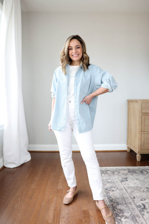 Slim vintage jeans from Gap review by petite style blogger Brooke of Pumps and Push-Ups | petite jeans | no hem jeans for petites | spring outfits
