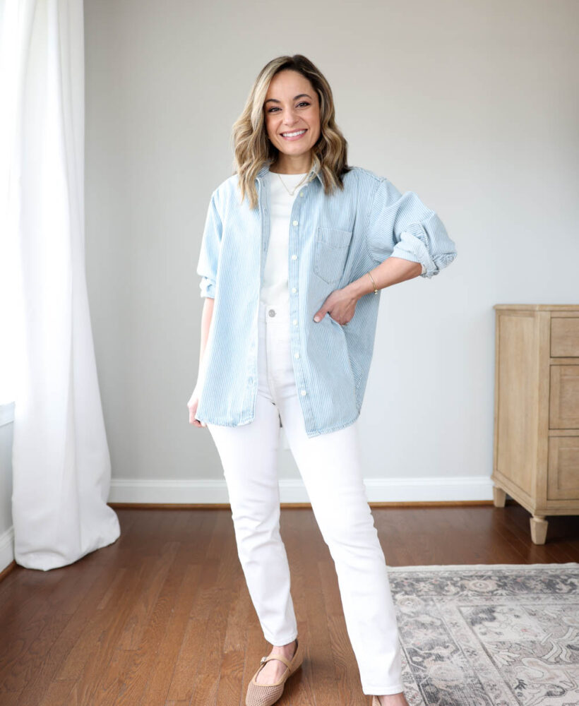 Slim vintage jeans from Gap review by petite style blogger Brooke of Pumps and Push-Ups | petite jeans | no hem jeans for petites | spring outfits