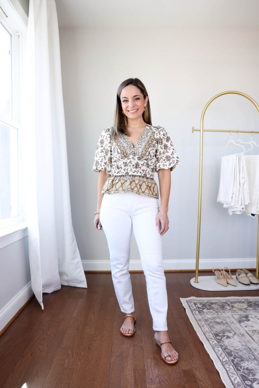 Petite-friendly white jeans via pumps and push-ups blog | spring jeans | white jeans | petite style | petite fashion
