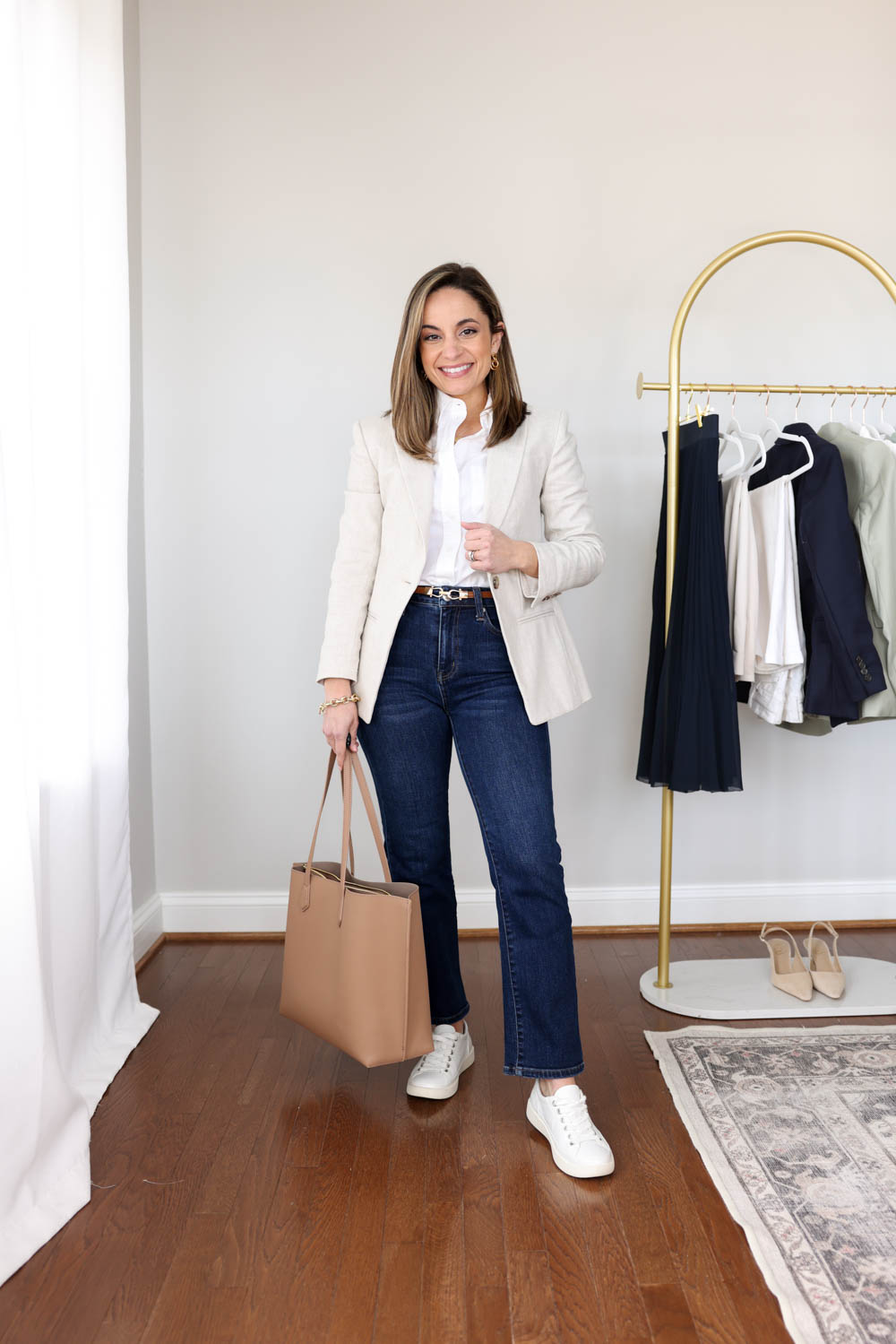 Petite-friendly spring workwear capsule | petite style | petite fashion | casual outfits for work | outfits for work with jeans