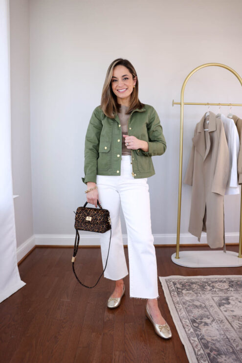 Petite-friendly jackets via pumps and push-ups blog | petite jackets | spring jackets | cropped olive jacket