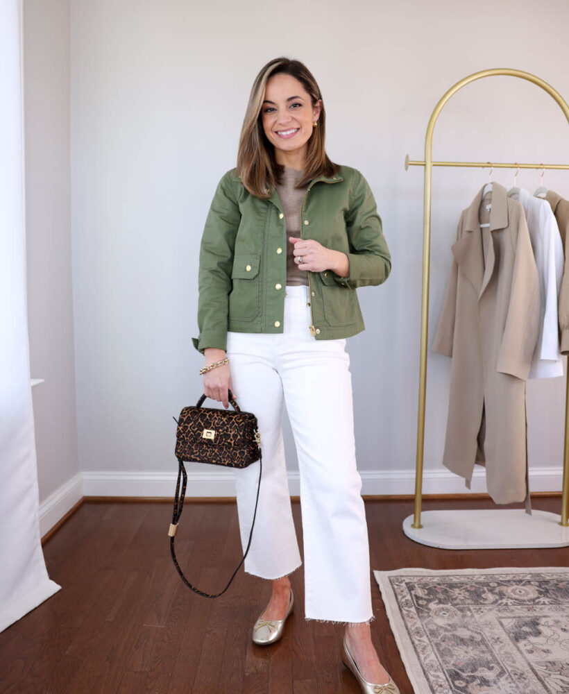 Petite-friendly jackets via pumps and push-ups blog | petite jackets | spring jackets | cropped olive jacket