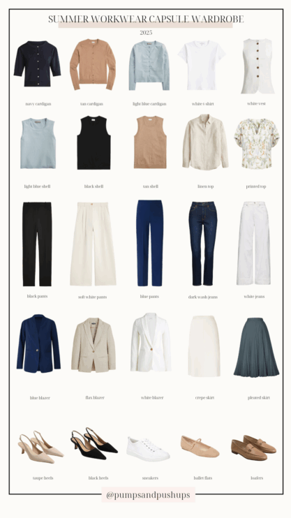 2025 Summer Capsule Wardrobe for Work | summer capsule wardrobe | workwear capsule wardrobe | petite-friendly outfits for work | business casual outfits for work