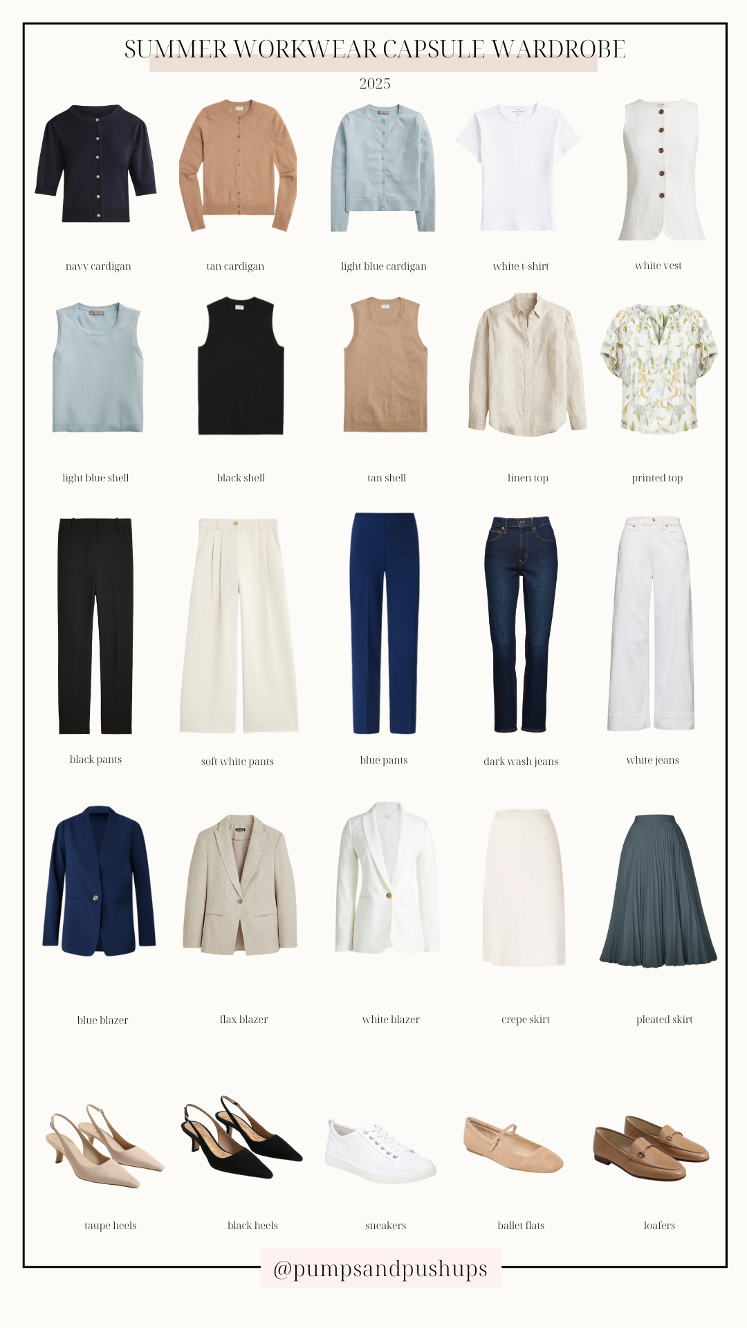 2025 Summer Workwear Capsule Wardrobe | petite-friendly capsule wardrobe for work | smart casual capsule wardrobe | summer work wardrobe