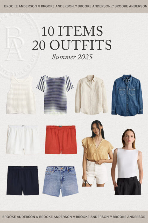 Petite-friendly mini summer capsule | 10 items 20 outfits | minimal summer wardrobe | classic summer wardrobe | petite-friendly summer outfits