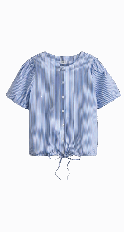 Petite Picks by Brooke Anderson Petite Style Blogger | Puff Sleeve Striped Top