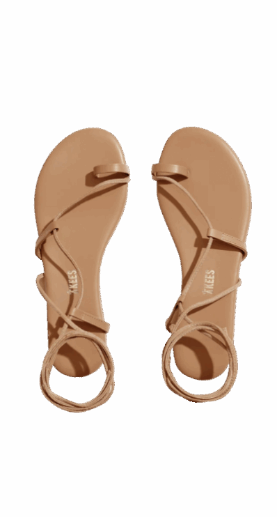 Tan strappy sandals from Tkees style by Brooke of Pumps and Push-Ups