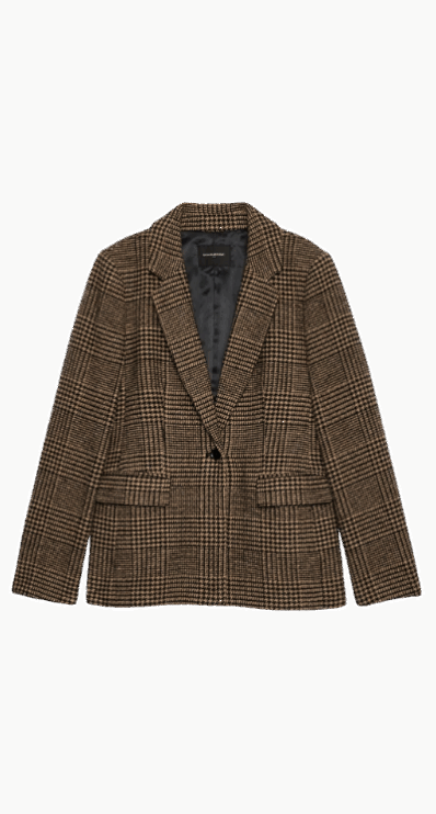 Petite-friendly plaid blazer
