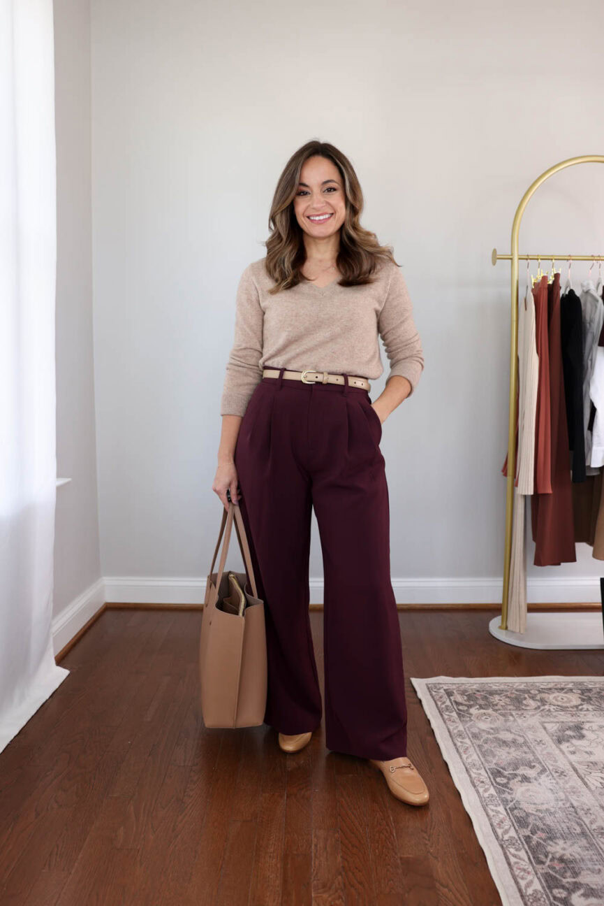 Petite workwear capsule wardrobe for fall with 30+ outfit ideas styled by Brooke of Pumps and Push-Ups — versatile petite office outfits for business and casual work settings.