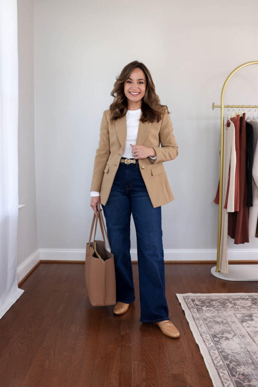 Petite workwear capsule wardrobe for fall with 30+ outfit ideas styled by Brooke of Pumps and Push-Ups — versatile petite office outfits for business and casual work settings.