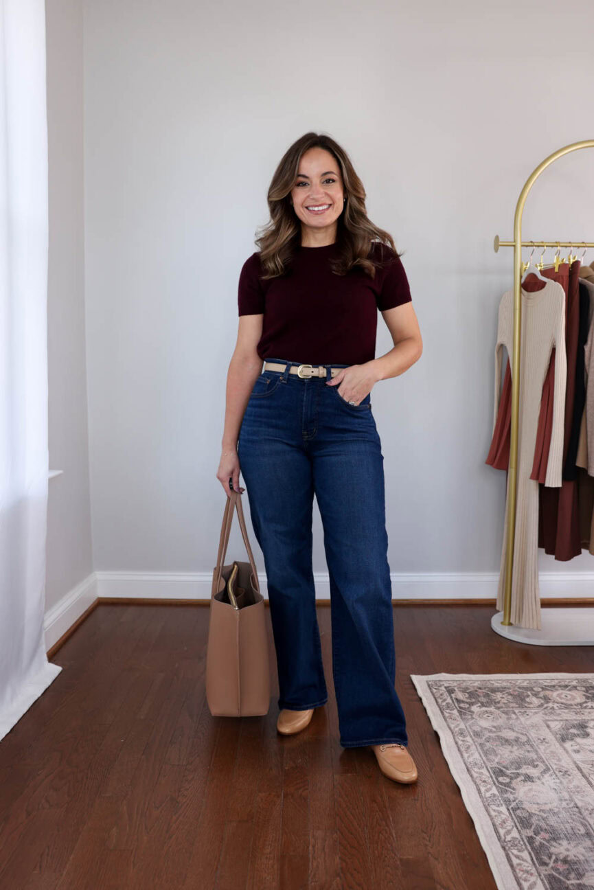 Petite workwear capsule wardrobe for fall with 30+ outfit ideas styled by Brooke of Pumps and Push-Ups — versatile petite office outfits for business and casual work settings.