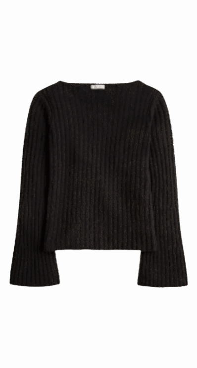 Cashmere ribbed top for petites