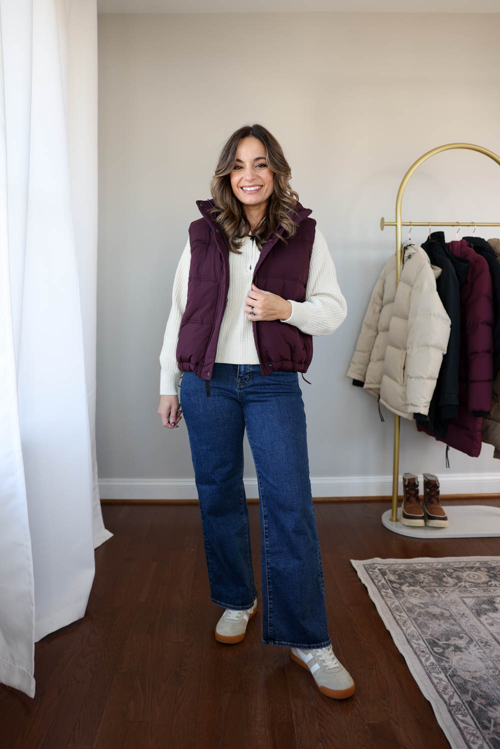 Petite-friendly puffer vest under $30 via petite style blog Pumps and Push-Ups | budget friendly puffer coats and vests | petite-friendly coats and vests